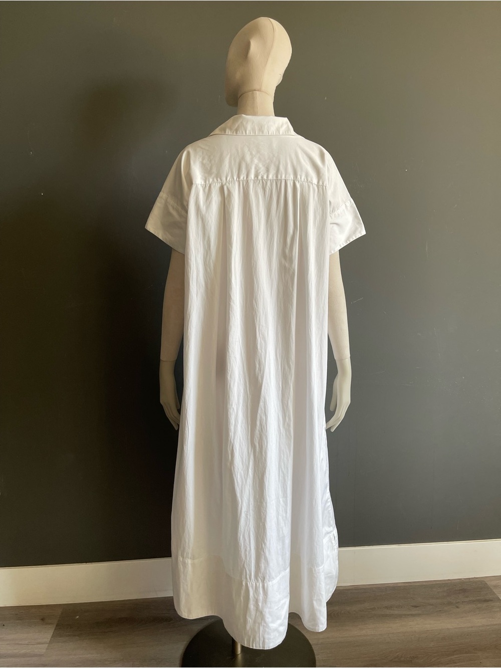 Banana Republic White Cotton Poplin Oversized Resort Trapeze Maxi Shirtdress M/L - Picture 7 of 11